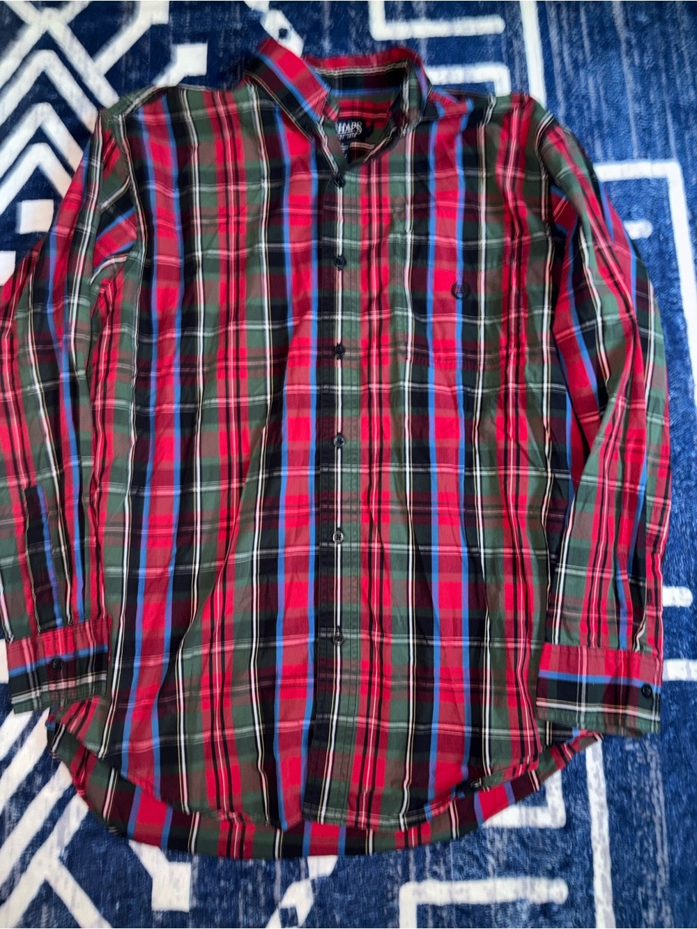 Chaps Red & Green Plaid Button-Down Shirt